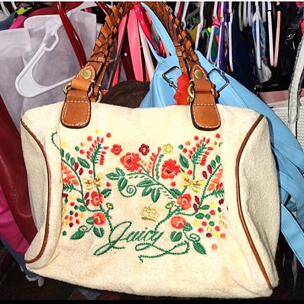 🌺⚘️🏵🌷Gorgeous y2k rare vintage Juicy couture floral satchel - Picture 1 of 9